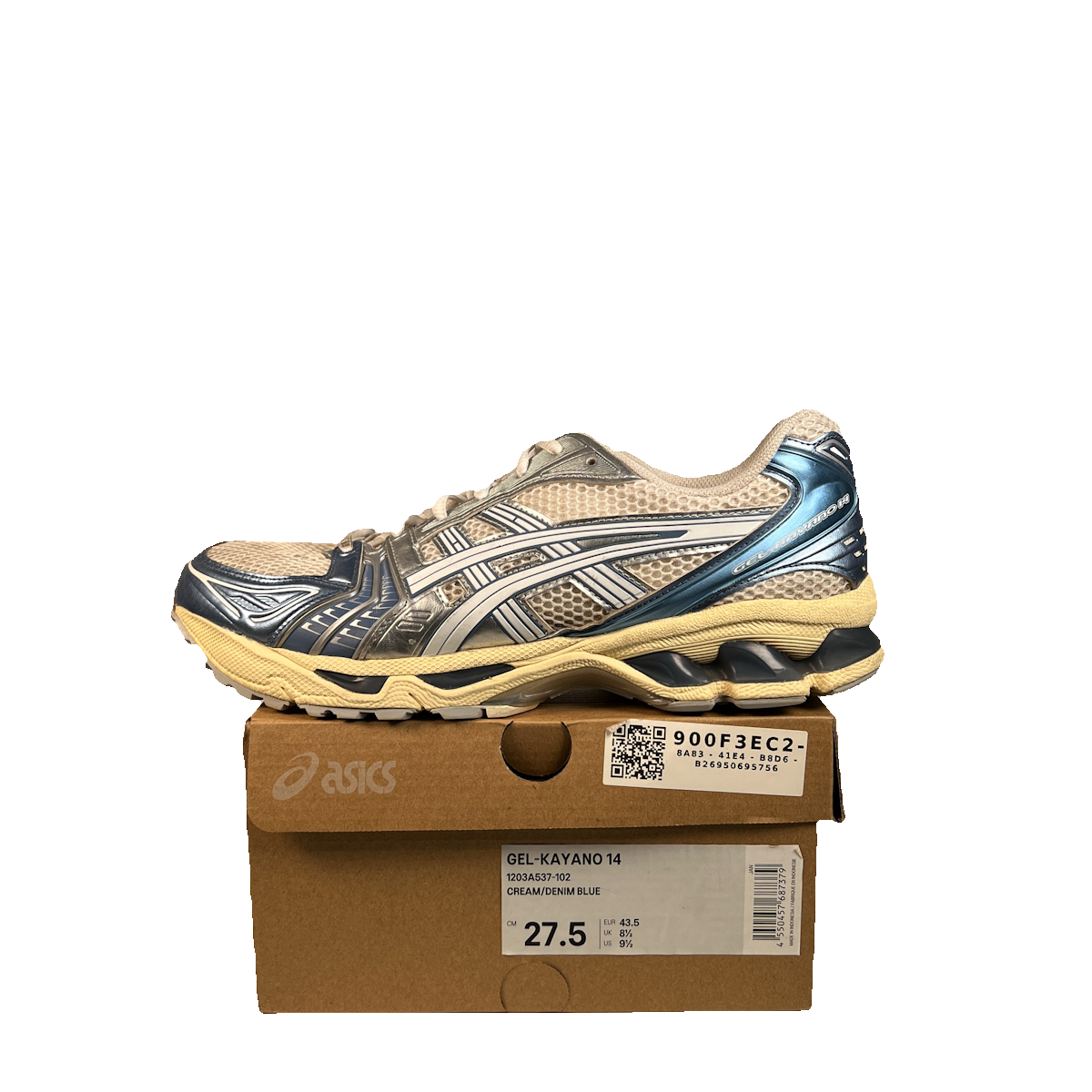 Asisc Gel-Kayano 14 Cream Metallic Blue (2024) Size 9.5 USED s22515