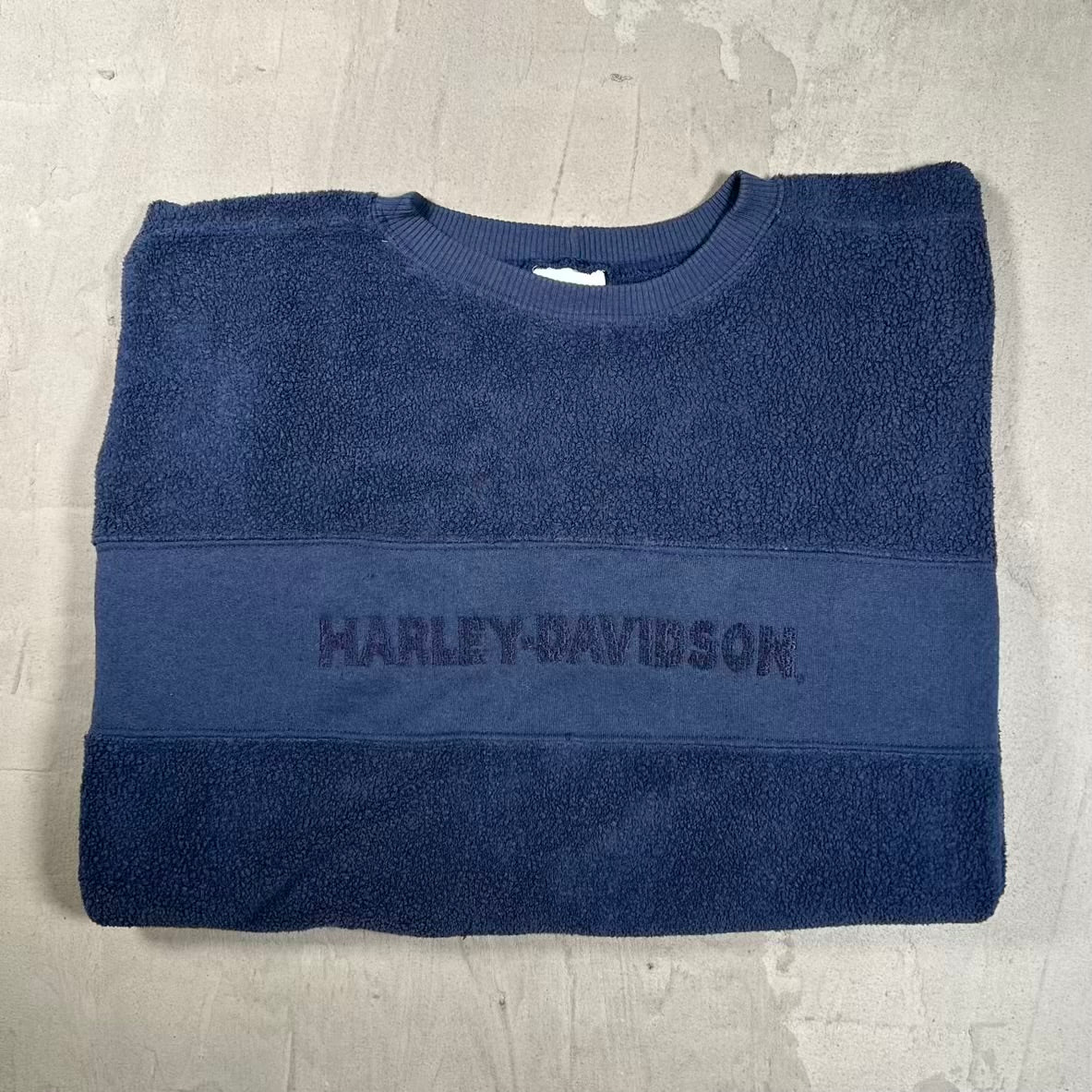 Y2K Harley Davidson Navy Terry Crewneck Size XL USED v20342
