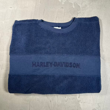 Y2K Harley Davidson Navy Terry Crewneck Size XL USED v20342