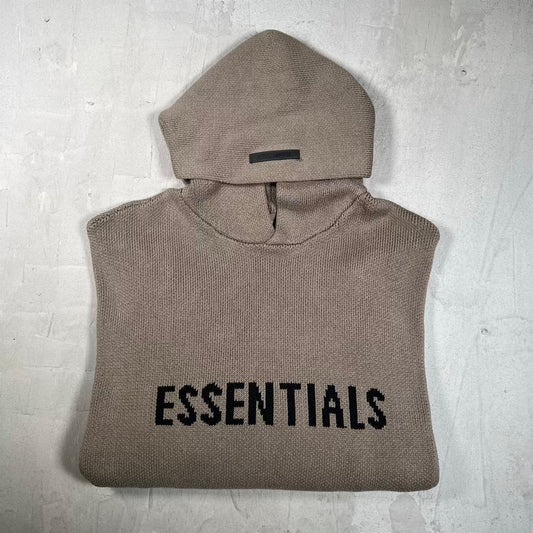 Essentials Fear of God FOG Brown Knit Hoodie Size Medium USED x18891