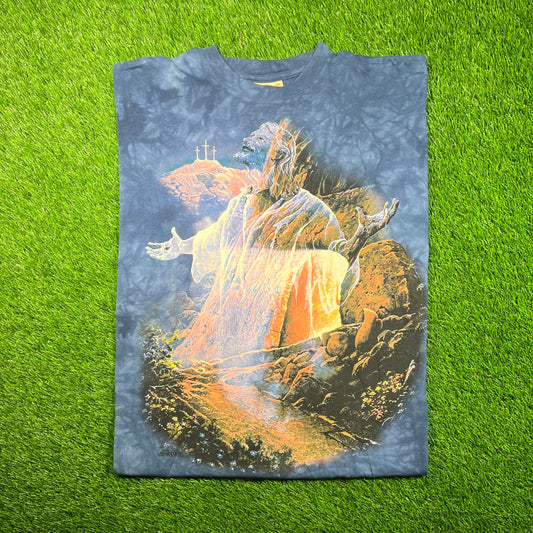 2002 The Mountain Tag Jesus Waterfall Tie Dye Tee Size XL NEW v18743