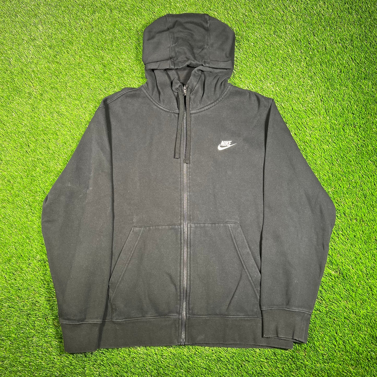 Nike Full Zip Black Logo Hoodie Size Large USED v17929