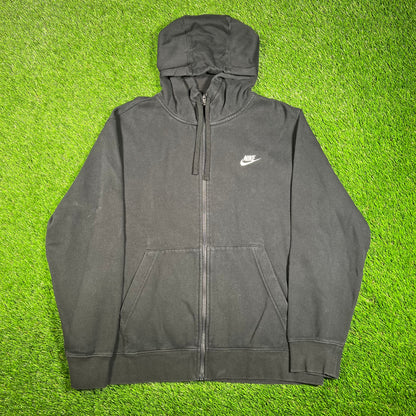 Nike Full Zip Black Logo Hoodie Size Large USED v17929