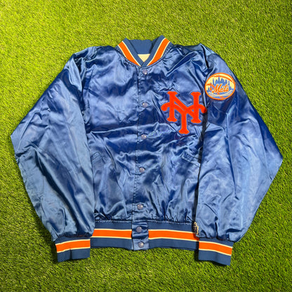 1980s New York Mets Satin Team Jacket Size Large USED v17991