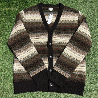 J Crew Multi Color V Neck Button Up Sweater Size Medium NEW v16387