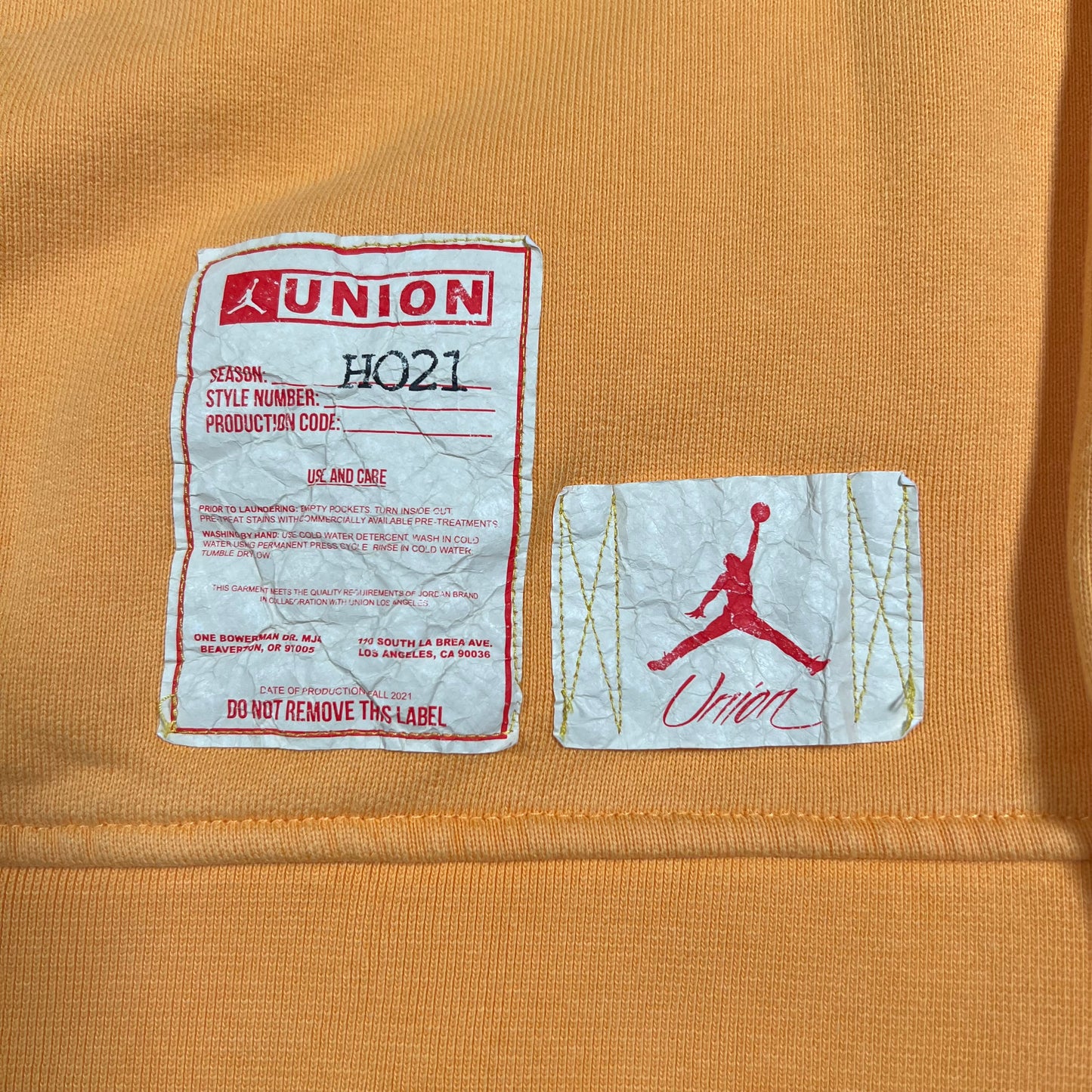 Jordan Union LA Yellow Hoodie Size Medium USED x14668