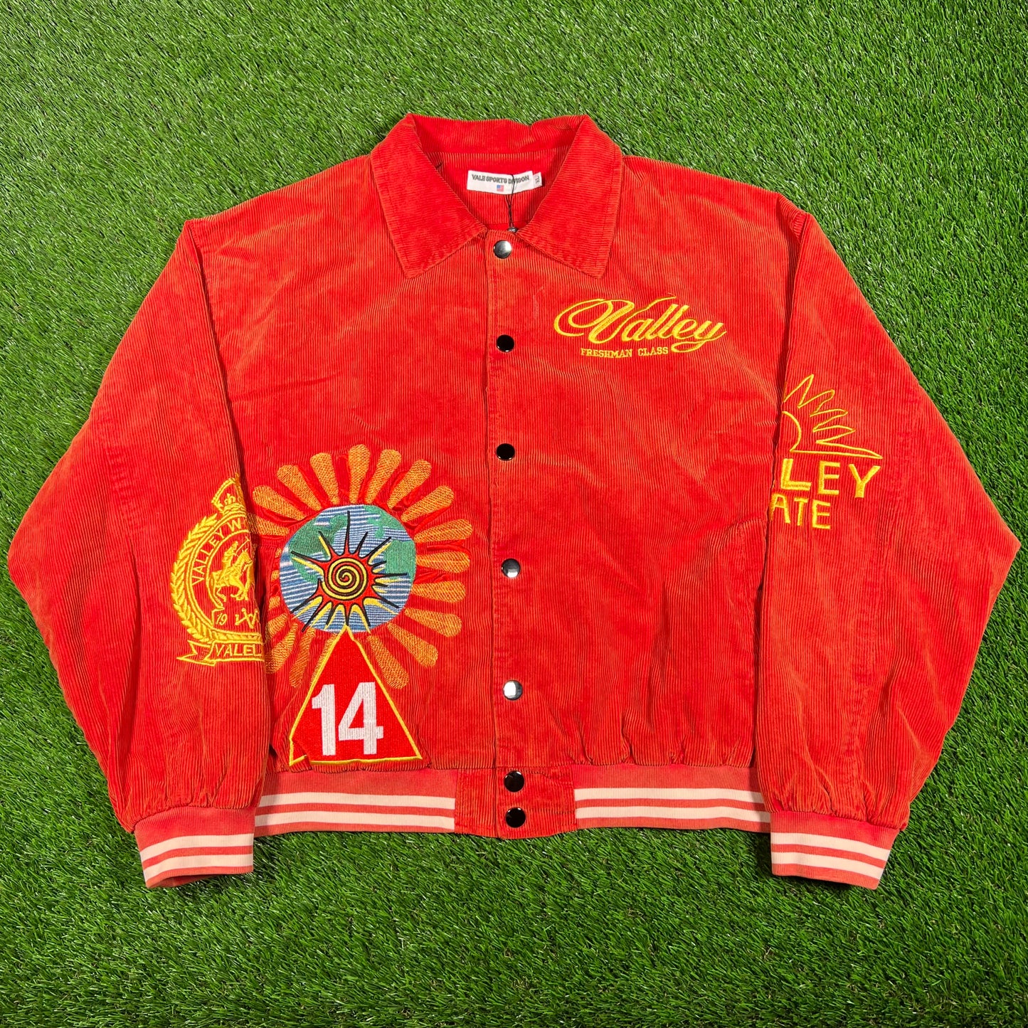 Vale Forever Orange Collage Souviner Varsity Jacket (2025) Size XL NEW x15875