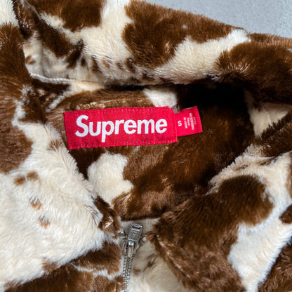 Supreme Faux Fur Cow Print Zip Up Jacket Size Small USED x17612