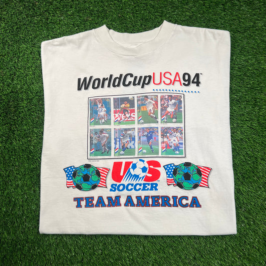 1994 World Cup White US Soccer Tee Size XL USED v18373