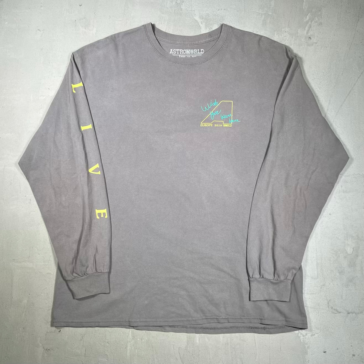 Travis Scott Europe 2019 Tour Grey Longsleeve Size XL USED x18555