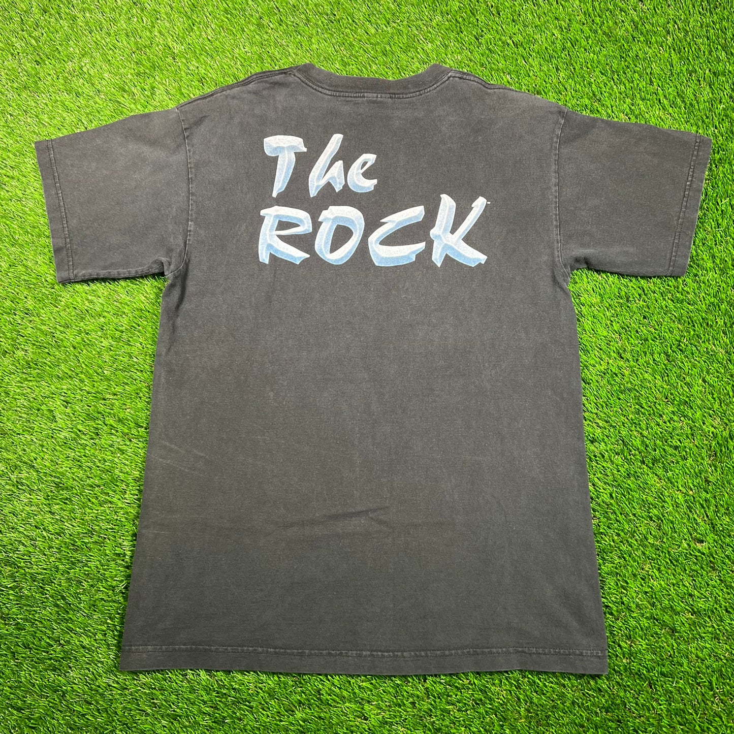1998 WWE The Rock "Know Your Role, The Corporate Champ" Black Tee Size Large USED v18779