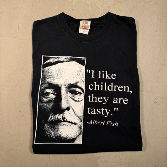 1990s Albert Fish "I Like Children" Black Tee Size Large USED v17664