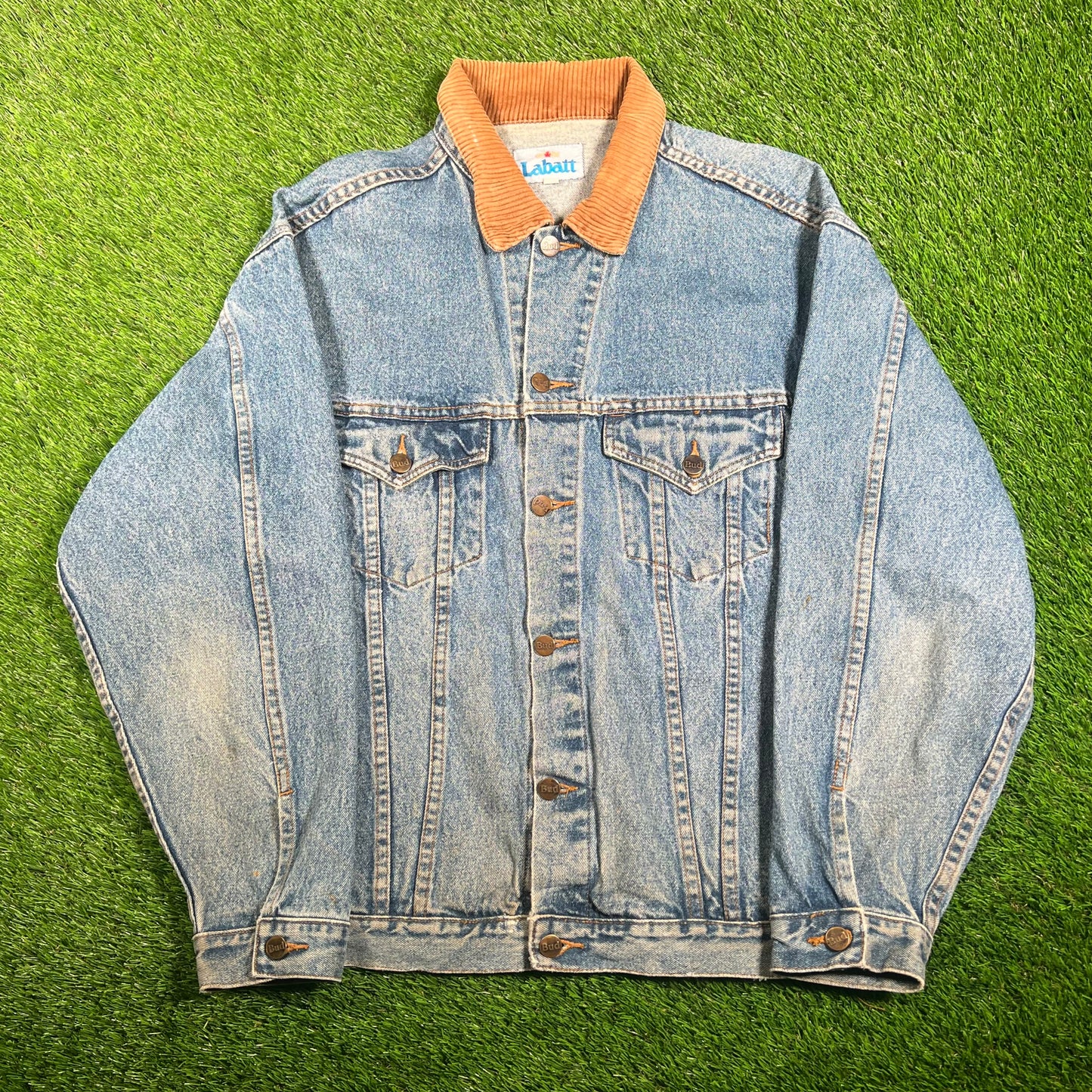 1990s Budwesier Denim Jacket Size XL USED v17986