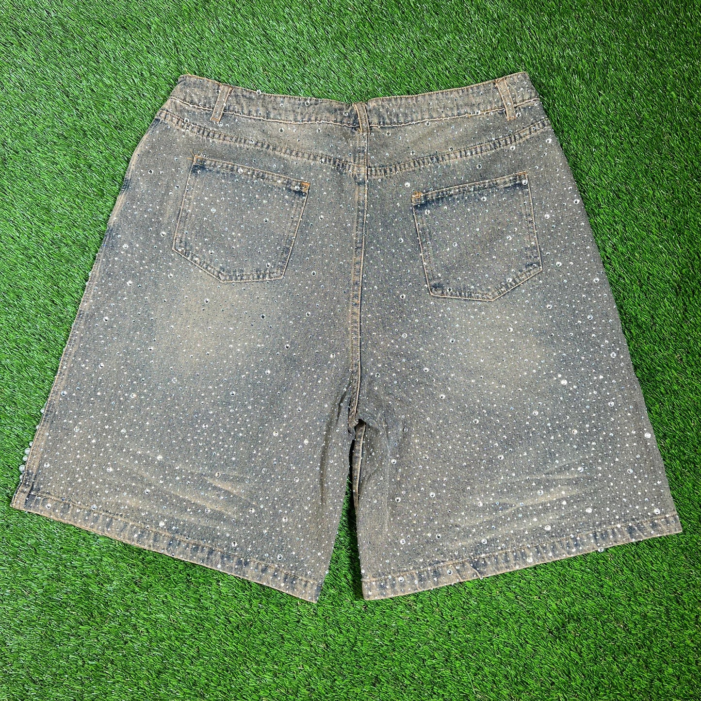 Vale Forever Rainstom Rhinestone Denim Jean Jhorts Size 36 NEW x14274