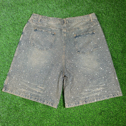 Vale Forever Rainstom Rhinestone Denim Jean Jhorts Size 36 NEW x14274
