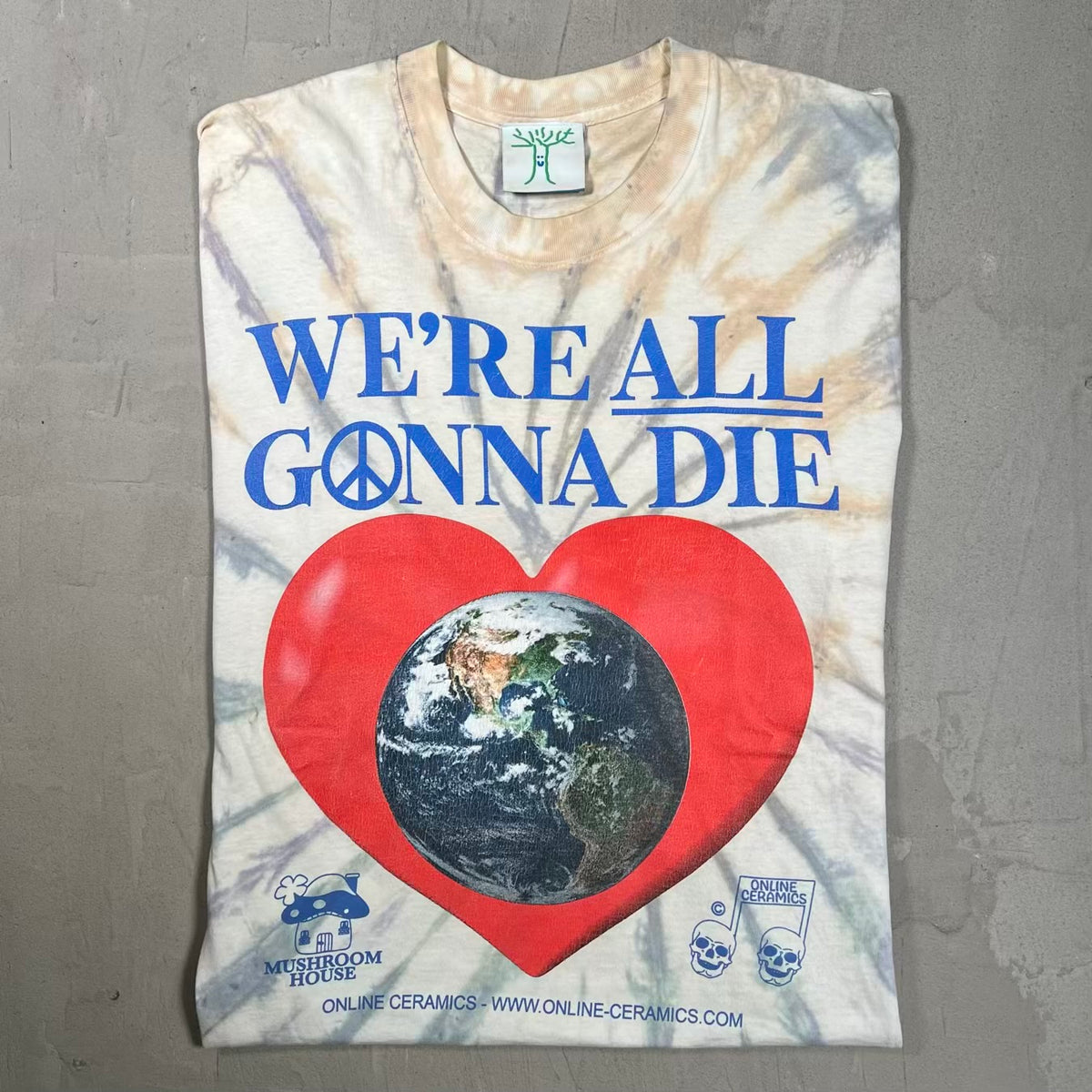 Online Ceramics "We're All Gonna DIe" Tie Dye Tee Size Large USED x18622
