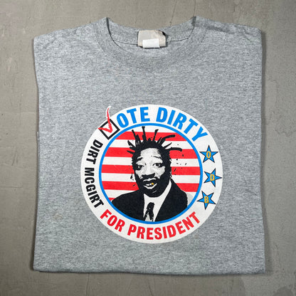 Y2K ODB Old Dirty Bastard For President Dirt Mcgirt Grey Tee Size XL USED v17125