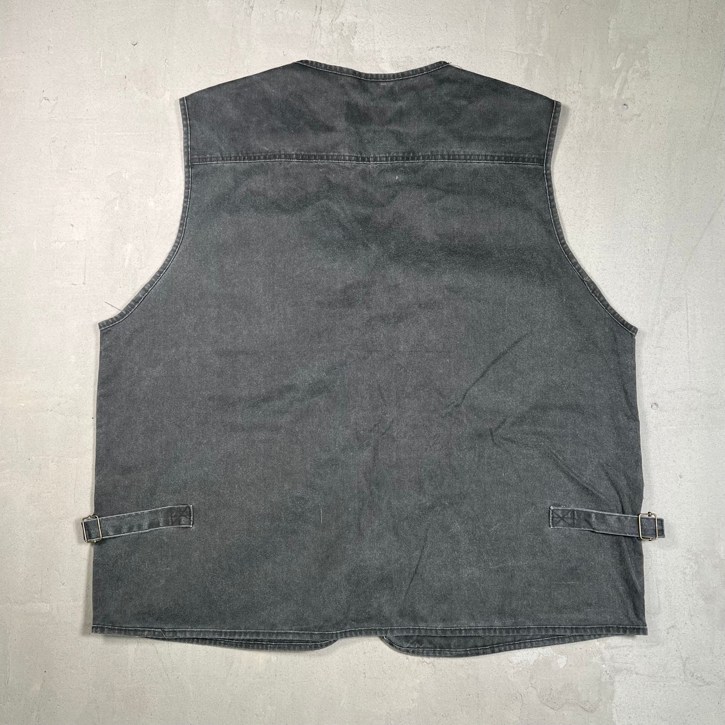 1990s LodeStar Washed Black Fishing Vest Size 4XL USED v19415