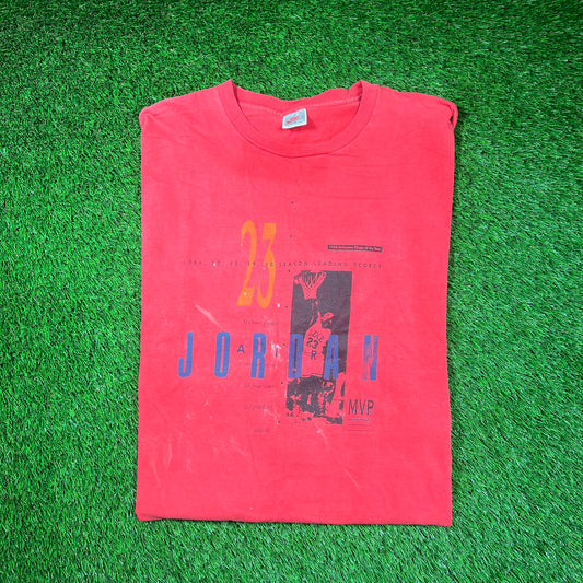 1990s Nike Jordan Defensive Players of The Year Red Tee Size XXL USED v18626