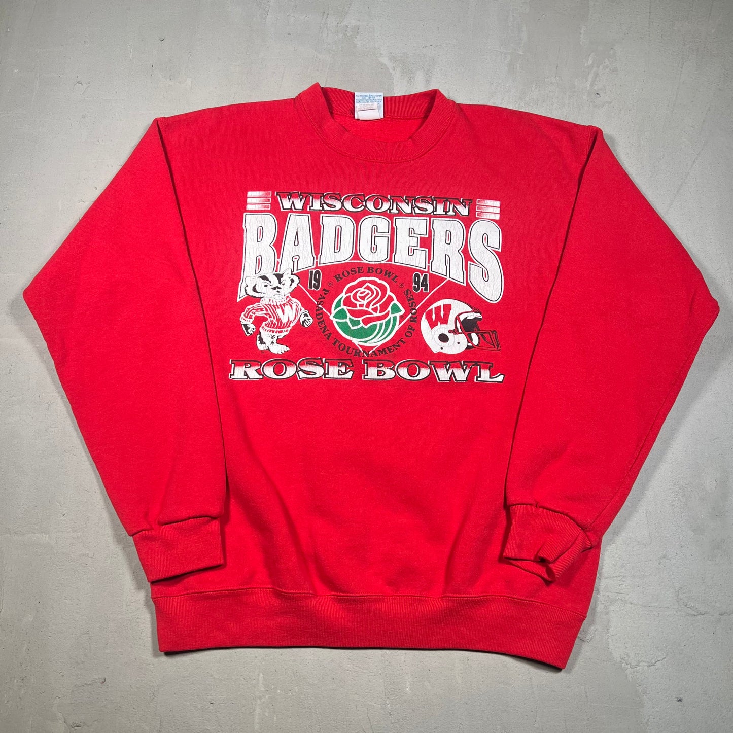 1994 Wisconsin Badgers Rose Bowl Red Crewneck Size Large USED v19127