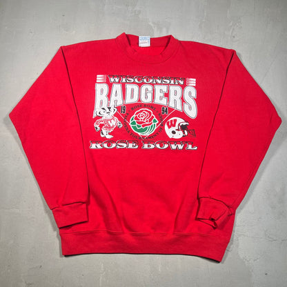 1994 Wisconsin Badgers Rose Bowl Red Crewneck Size Large USED v19127