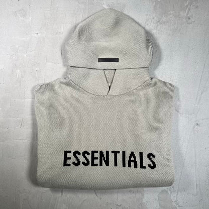Essentials Fear of God FOG Grey Knit Hoodie Size Medium USED x18892