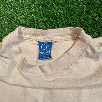 1986 Ocean Pacific Photo Wrap Pinkish Tee Size Large USED v18815