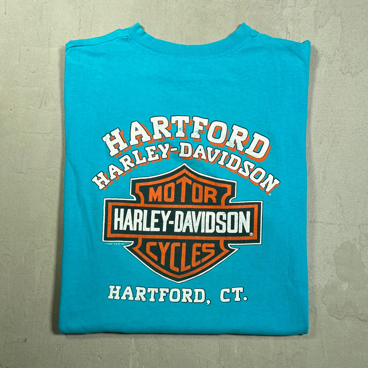1990s Harley Davidson Blue Henley Tee Size XL USED v19434