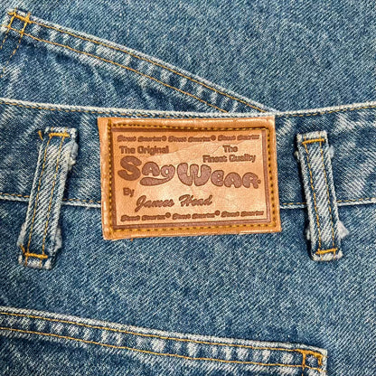 Y2K Sagwear Double Blue Jean Baggy Wide Leg Pants Size 32 USED v20299