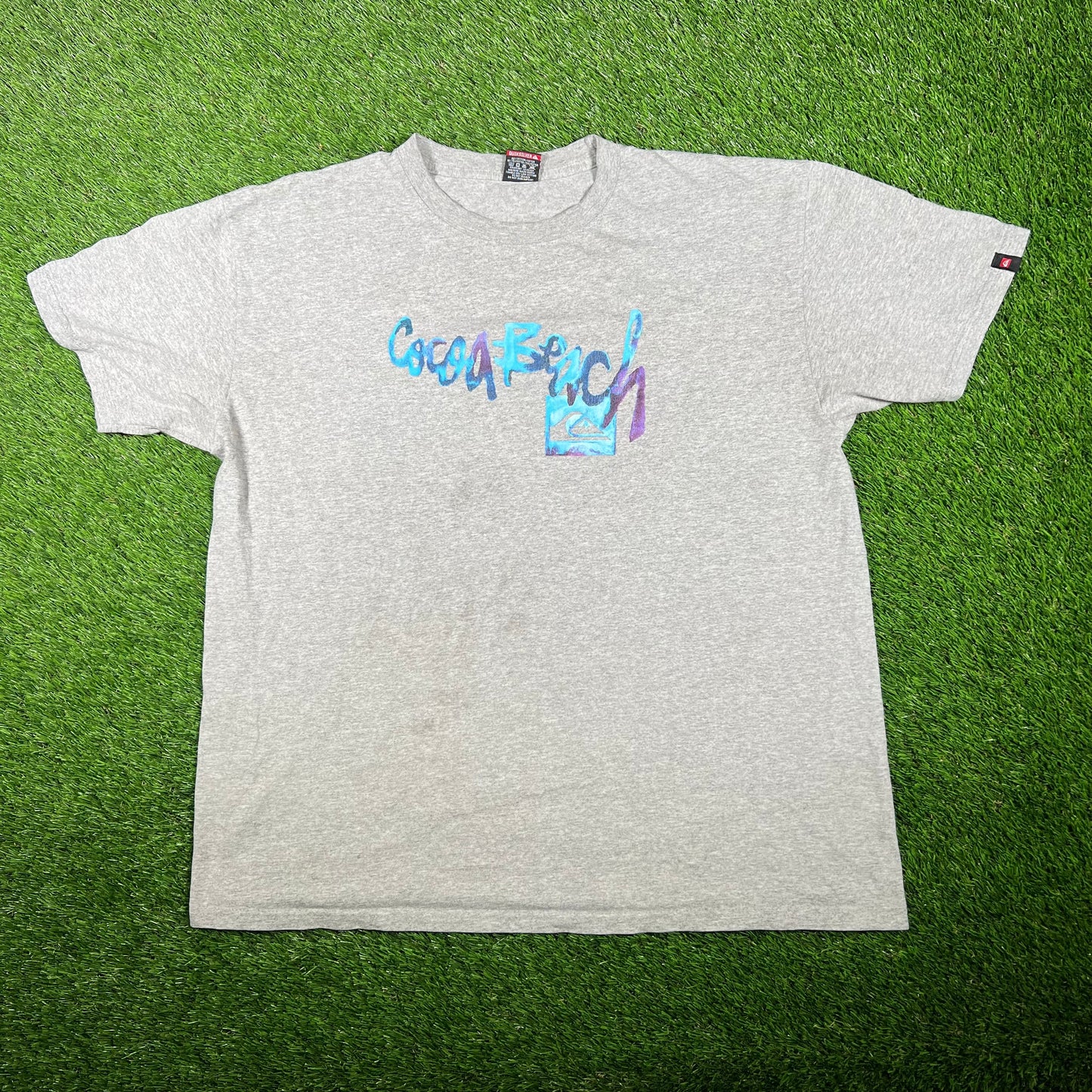 Y2K Quiksilver Cocoa Beach Grey Tee Size XL USED V17463