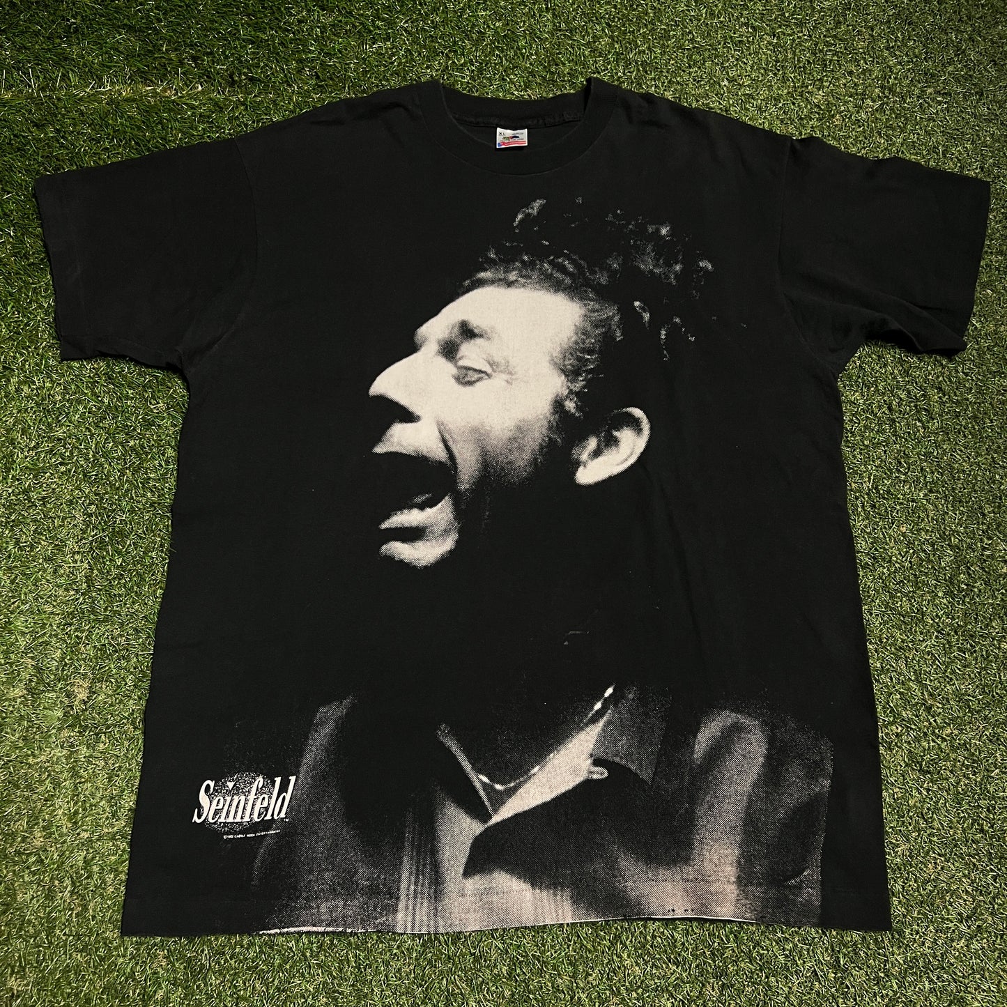 1993 Kramer Seinfeld Full Print Black Tee Size XL USED v16416