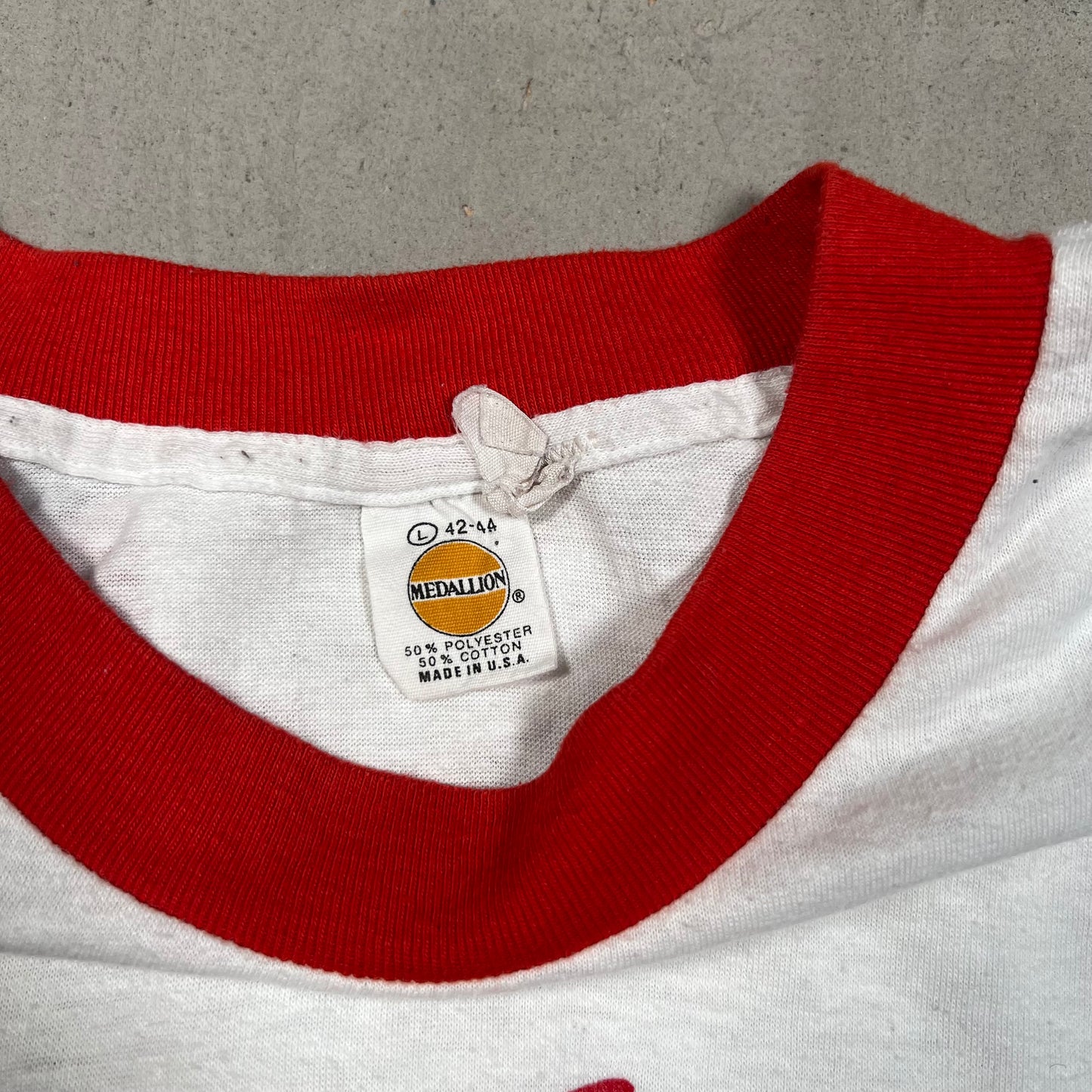1980s Josef Stalin "Fatherland" White Ringer Tee Size Large USED v16521