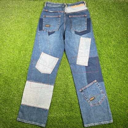 Web Unltd Patchwork Jeans Size 34x34 USED x14841