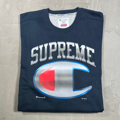 Supreme Champion Chrome Crewneck Navy (2019) Size Large NEW x18979