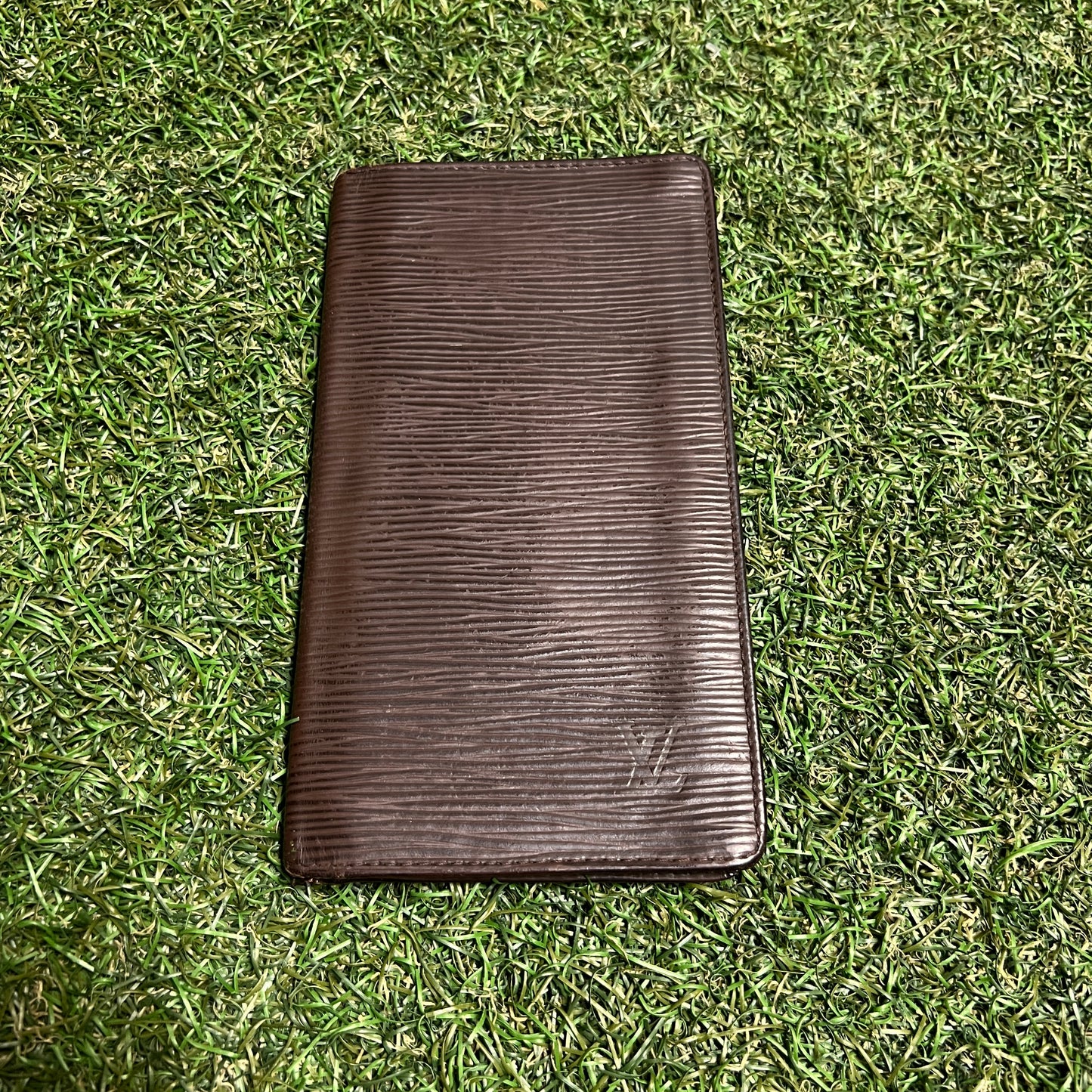 1990s Louis Vuitton Epi Checkbook Wallet Brown USED x14067