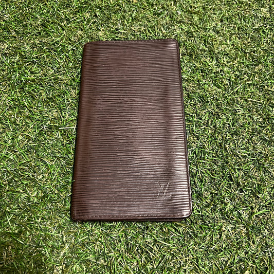 1990s Louis Vuitton Epi Checkbook Wallet Brown USED x14067