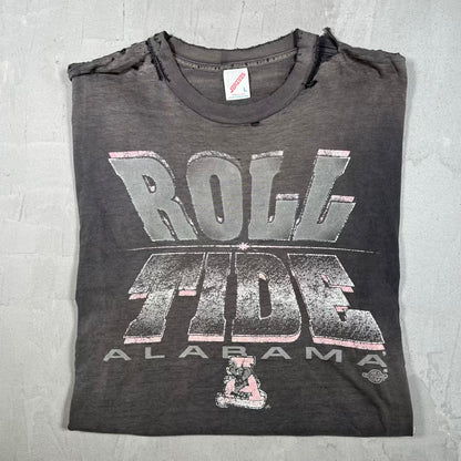 1990s Alabama "Roll Tide" Thrashed Black Tee Size Large USED v20307