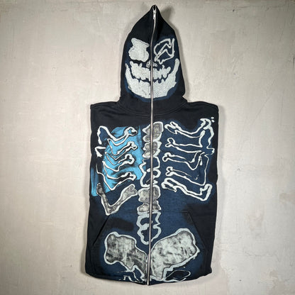 Travis Scott Fragment Skeleton Navy Full Zip Hoodie Size Large USED x17493