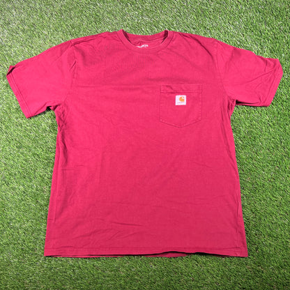 Carhartt Maroon Pocket Tee Size XL USED v18008