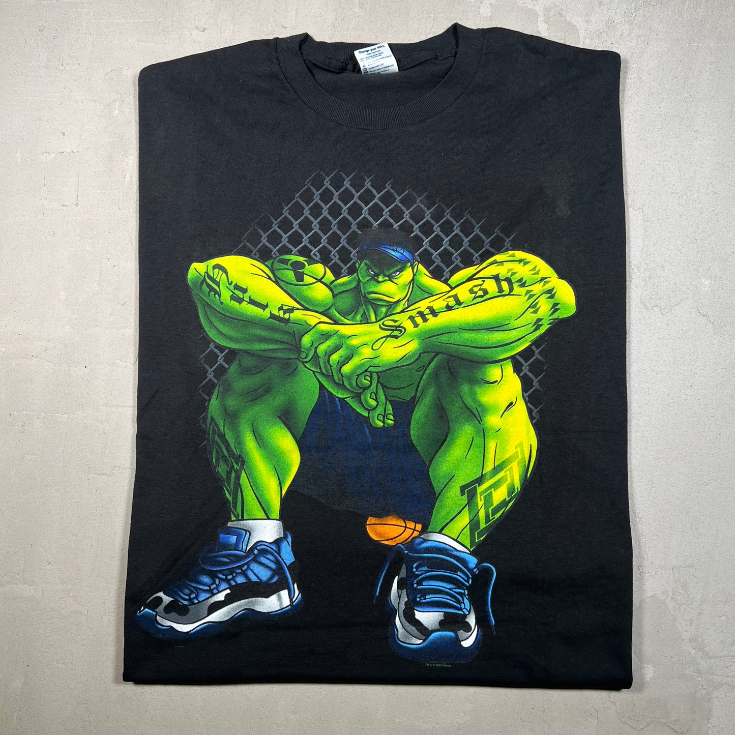 2002 Incredible Hulk "Hulk Smash" Black Tee Size XL USED v18299