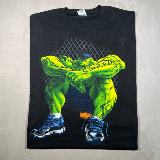 2002 Incredible Hulk "Hulk Smash" Black Tee Size XL USED v18299