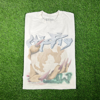 Travis Scott Utopia White Metlife Tee Size Medium USED x15297