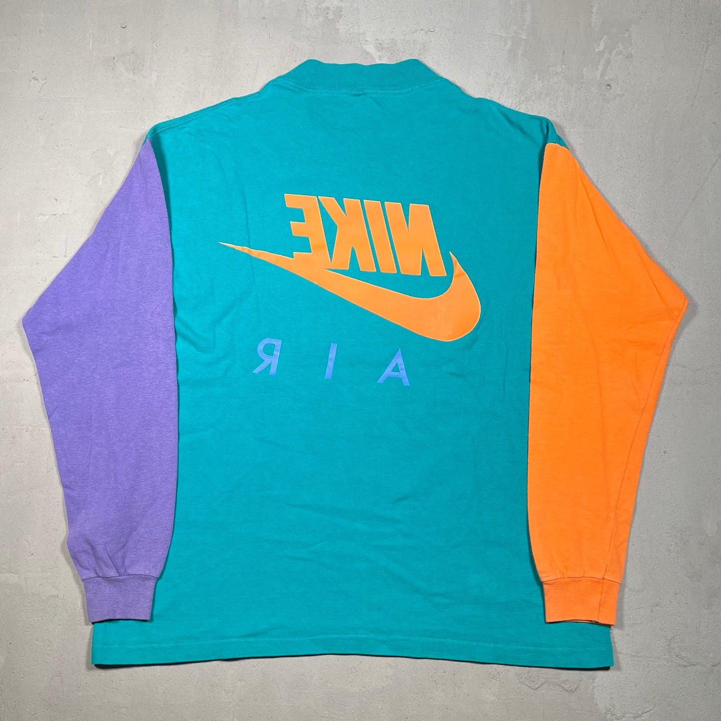 1990s Nike Air Teal/Orange Colorblocking Longsleeve Size Medium USED v18921