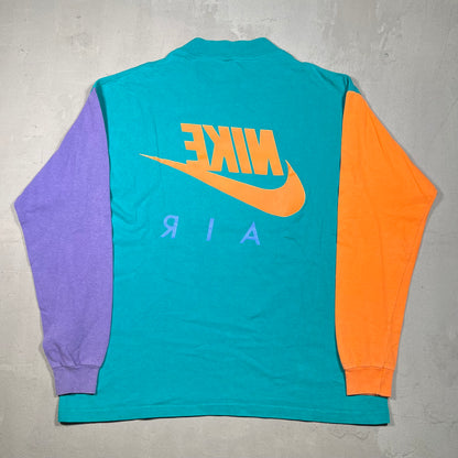 1990s Nike Air Teal/Orange Colorblocking Longsleeve Size Medium USED v18921