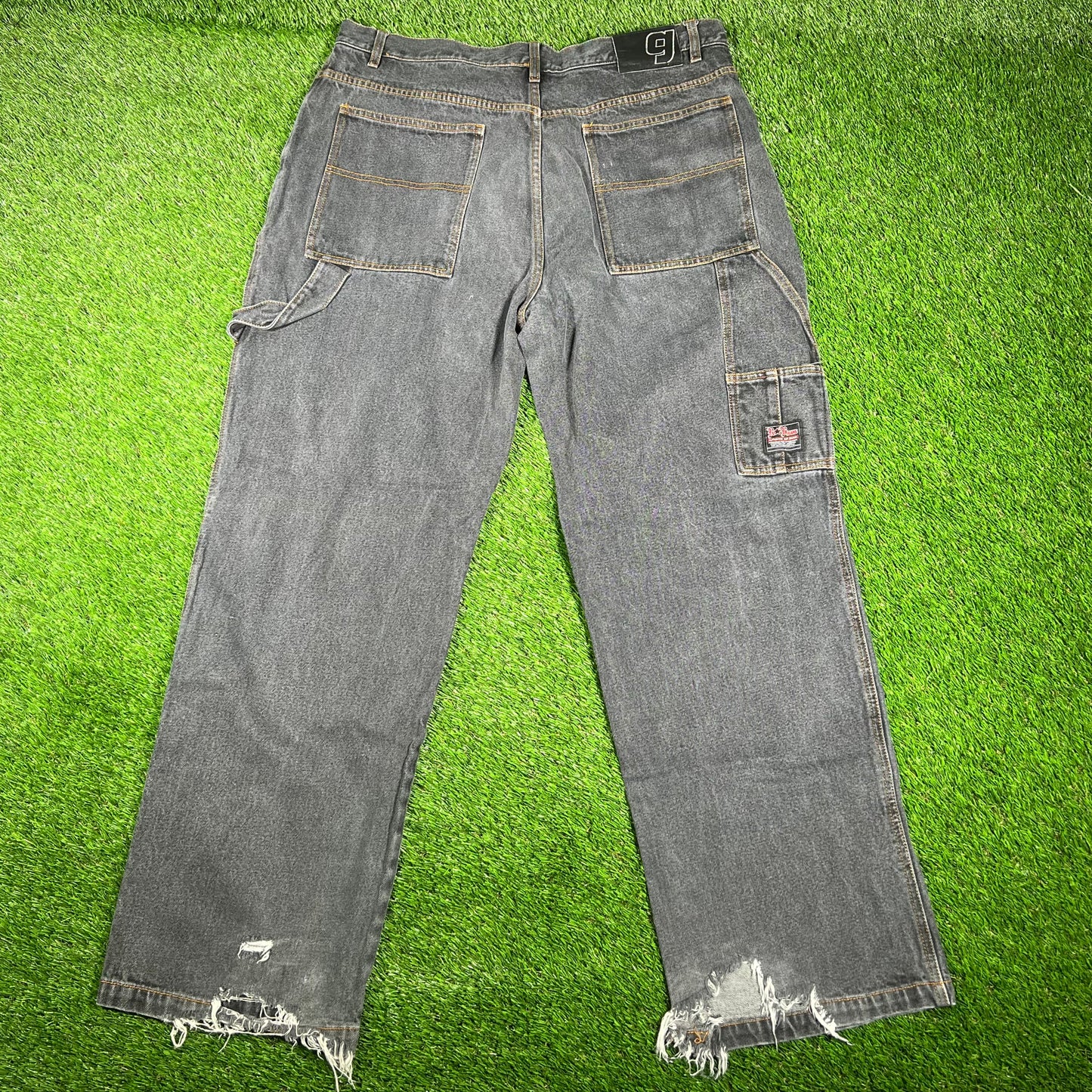 Y2K GodBody Washed Black Denim Jeans Size 40 USED v17024