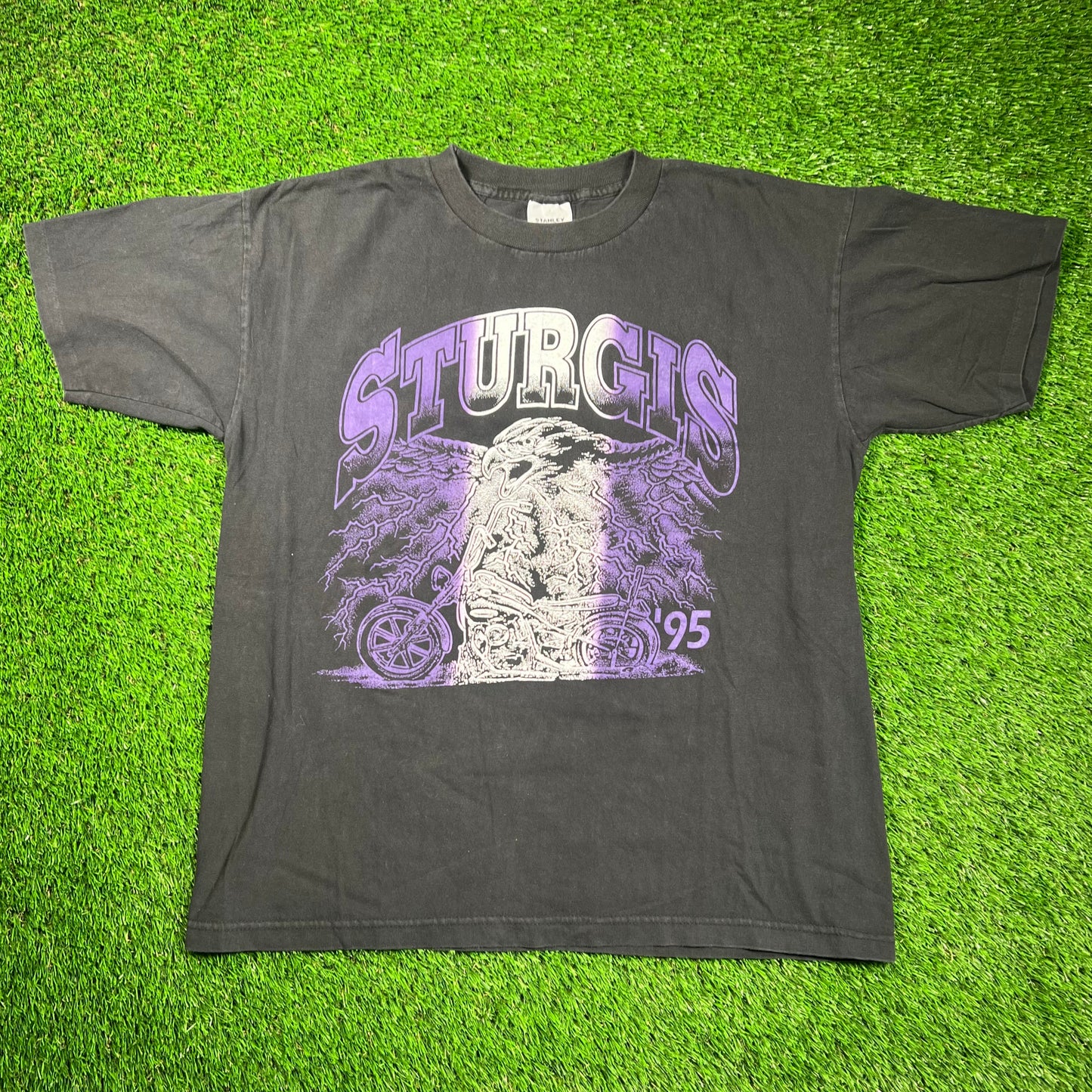 1995 Stugis Black Motorcyce Rally Tee Size Large USED v18612