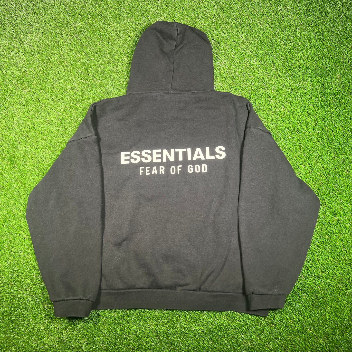 Fear Of God Essentials Black/White Lettering Hoodie Size Medium USED x15407
