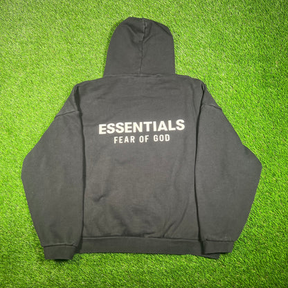 Fear Of God Essentials Black/White Lettering Hoodie Size Medium USED x15407