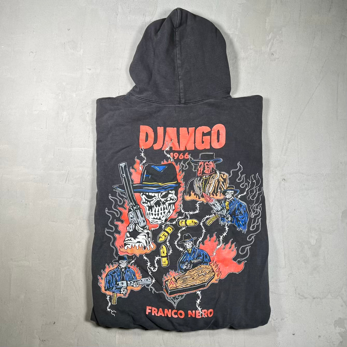 Warren Lotas Django Washed Black Hoodie Size Large USED x18462