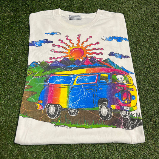 1994 Grateful Dead x The Mountain White Psychadelic Bus Tour Tee Size XL USED v16307